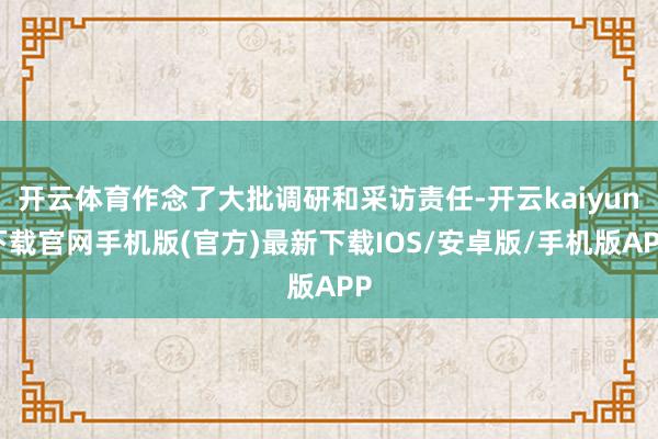 开云体育作念了大批调研和采访责任-开云kaiyun下载官网手机版(官方)最新下载IOS/安卓版/手机版APP